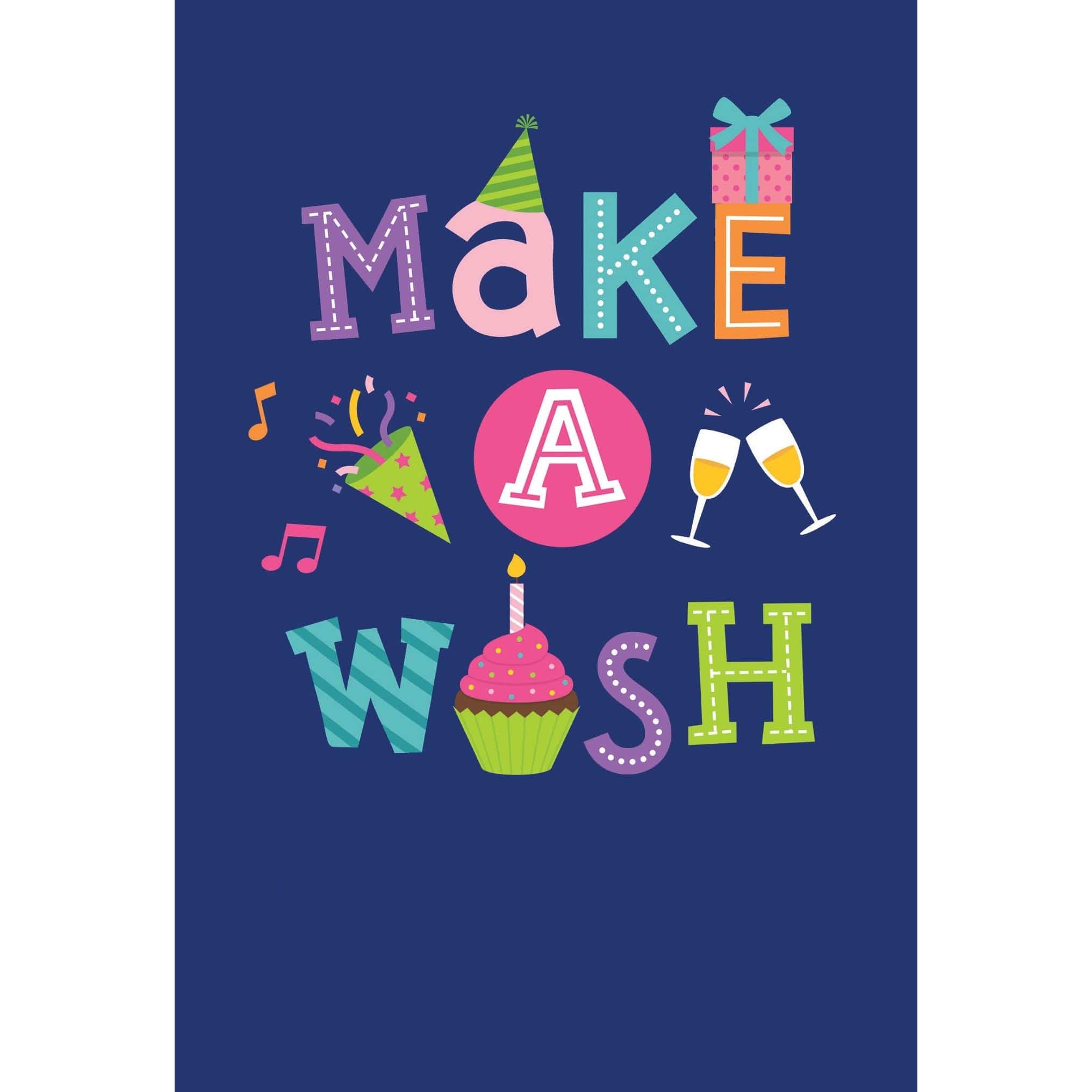 Make A Wish birthday card from Pictura featuring colorful birthday cake and festive design for everyday celebration.